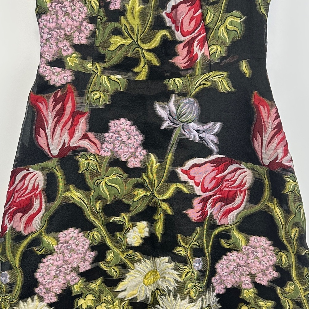 Teri Jon by Rickie Freeman Embellished Floral Jacquard Sleeveless Midi Dress 6 - Picture 6 of 11